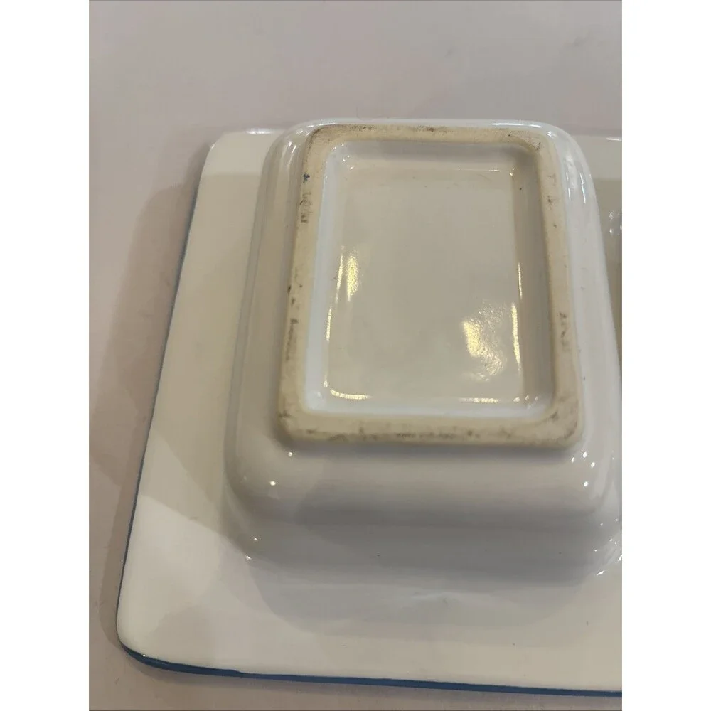 Pfaltzgraff Melissa Relish Dish 3 Part Divided Tidbit Serving Tray Blue Floral